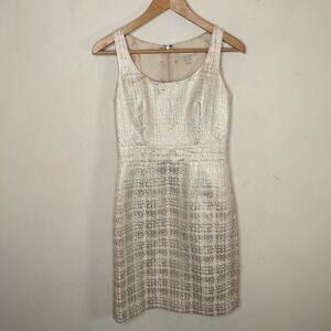 Banana Republic Sheath Dress Gold Metallic Sleeveless